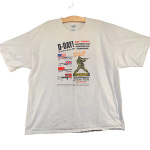 Gildan Ultra Cotton Men's D-Day T-Shirt White XXL Submachine Gun Championship